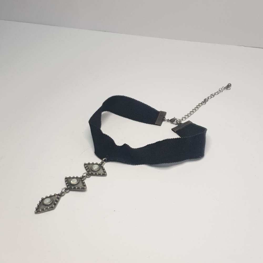 Long pendant adjustable choker boho black/grey - Picture 2 of 14